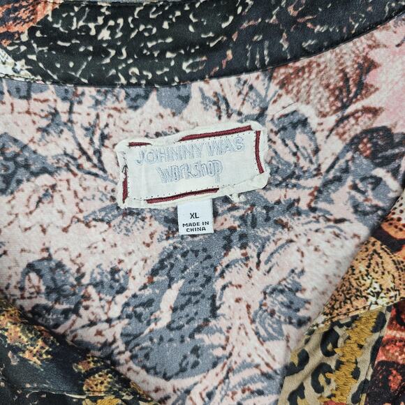 Johnny Was Dress Womens XL Mabel Multi Silk Boho Patchwork Tiered Peasant Fall - Picture 3 of 12